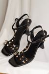 Mida Shoes Zena Siyah Deri Kadın Topuklu Ayakkabı