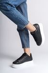 Mida Shoes  RDSBİANA Siyah Deri Bağcıklı Ortopedik Taban Kadın Spor Ayakkabı