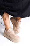 Mida Shoes  RDSBİANA Ten Deri Bağcıklı Ortopedik Taban Kadın Spor Ayakkabı