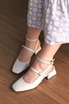 Mida Shoes Mary Jane Ten Rugan Bilekli Kısa Topuklu Kadın Topuklu Ayakkabı