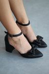 Mida Shoes Y107 Siyah Deri Topuklu Ayakkabı