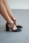 Mida Shoes Y115 Siyah Deri Topuklu Ayakkabı