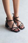 Mida Shoes Y831 Siyah Deri Kadın Topuklu Ayakkabı