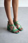 Mida Shoes Y831 Yeşil Deri Kadın Topuklu Ayakkabı